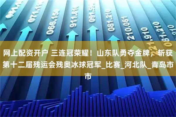 网上配资开户 三连冠荣耀！山东队勇夺金牌，斩获第十二届残运会残奥冰球冠军_比赛_河北队_青岛市
